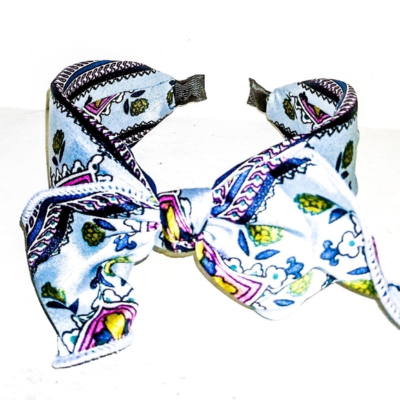 Woman's Lg Paisley Bow Headband- Blue - Picture 5 of 6